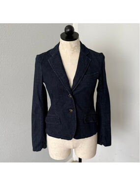 Theory Linen & Cotton Blend Denim Blazer - Size 6